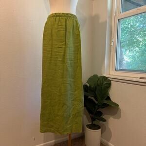 Xiao Green 100% Linen USA made Drawstring Waist Maxi Skirt Size Medium